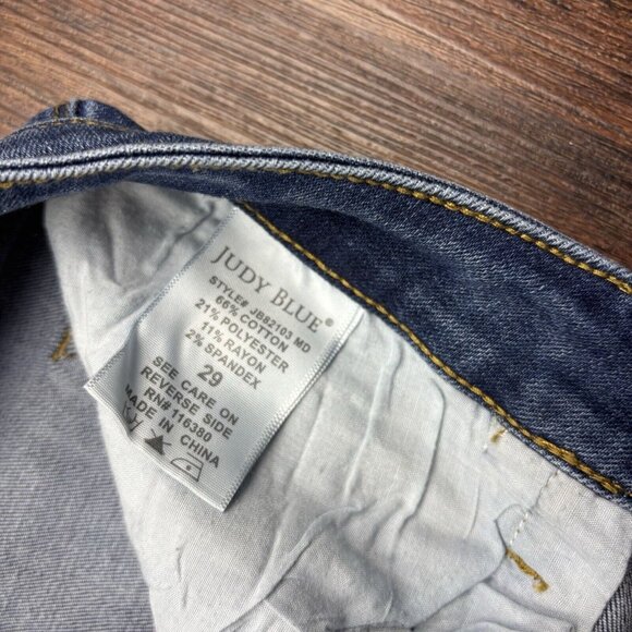 Judy Blue Relaxed Fit Jeans Distressed Dark Blue  Women’s Size 29 - Picture 6 of 11